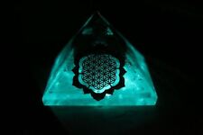 Glow in the Dark Selenite Orgone Pyramid 75mm XL EMF & 5G Protection picture