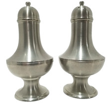 Vtg Royal Selangor Pewter Salt Pepper Shaker Set Hallmark 4” 10cm Malaysian 1985 picture