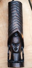 Vtg African HAND CARVED EBONY WOOD Sculpture FEMALE PORTRAIT HEAD Very Heavy picture