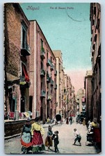 Naples Campania Italy Postcard Via di Basso Porto c1910 Antique Posted picture