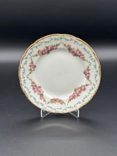 Haviland Limoges France Saucer Pink Roses & Blue Garlands D&Co Mark Antique picture