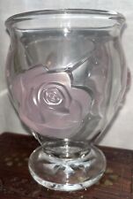 Teleflora French Art Crystal Glass Vase With Pink Frosted Roses 6