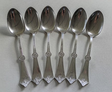 HALL & ELTON ANTIQUE VICTORIAN AESTHETIC PERIOD SILVERPLATE SOUP SPOONS LOT OF 6 picture