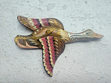 VTG Hand-Carved & Painted Latin America, Wooden Duck Wall Art Decor 9'' picture