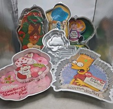 Vtg Lot Of 6 Wilton Iconic 70s & 80s Character Aluminum Cake Pans picture
