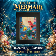 The Little Mermaid Ariel Flounder Diamond Art Painting Completed Framed 12x16 picture