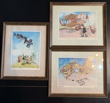Vintage Rick Kersten Set of 3 Prints Collectable WWII Aviation Humor B-17 Framed picture