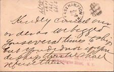 1895 New York East Hampton One Cent US Postal Card with Handwritten Message picture