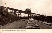 Postcard Interurban Bridge Near Spring Valley Illinois Car on Bridge Posted 1908 picture