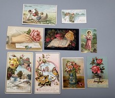 9- Victorian Antique Scrapbook Paper German Flowers Scenic Bible Verses Etc picture