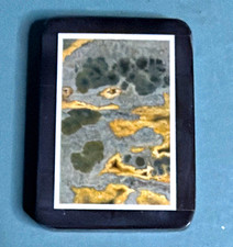 Polished Lapidary Slab Stone Specimen, Rectangular Black Matrix w/ Drilled Hole picture