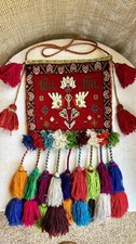 Hand Knotted Middle Eastern Rug Bag Ya Allah Bird Floral Colorful Tassels(carpet picture