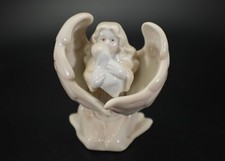 Russ Berrie Figurine ANGEL HOLDING CHILD 15482 Porcelain Light Pink picture