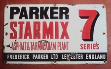 VINTAGE PORCELAIN ENAMEL SIGN FREDRICK PARKER STARMIX ENGLAND ASPHALT TERMACADAM picture