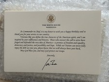 BIDEN WHITE HOUSE BIRTHDAY CARD  VETERAN DEMOCRAT SIGNATURE JOE GOLD EAGLE EXC picture