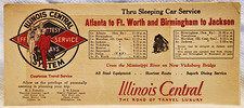 Railroad Blotter Illinois Central System Thru Sleeping Car Service 4279 picture