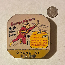 Vintage 1948 Captain Marvel's Magic Dime Saver tin lithograph coin bank picture