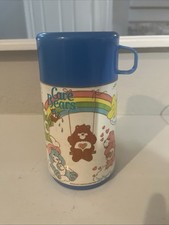 Vintage 1985 Aladdin Care Bears Thermos Complete w/ Cup Blue Lid picture