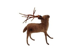 Antique Early German Spun Cotton Reindeer Christmas Ornament Deer Antlers 3.25