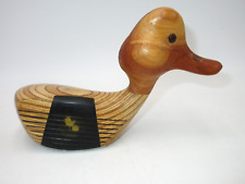 Vtg Wooden Golf Club Head Carved Wood Duck Decoy signed Paperweight Elite MV2 picture