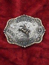 X~Treme Bronc Riding☆2001☆RODEO CHAMPION TROPHY BUCKLE☆San Diego Calif☆Rare☆227 picture