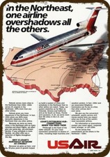 1984 USAIR US AIR Jet Flys NE USA Vintage-Look DECORATIVE REPLICA METAL SIGN picture