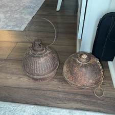 1 Vintage Storm King  Smudge Pot/ Road Flare & 1 Toledo Pot. Heavily Weathered picture