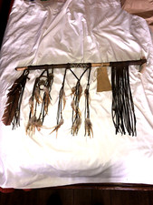 Vintage Native American Indian Peace Pipe Antler Leather & Bead Wrapped  29 Inch picture