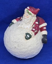 Bethany Lowe Vtg Style Santa Claus on Snowball Paper Mache Ornament RARE 3.5