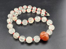 Vintage Old Himalayan Tibeten Pumkin Crystal Beads Necklace head of carnelian picture