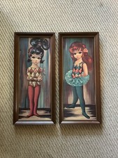 Vintage 1960s Eden Big Eye Harlequin Pair - Framed Prints Board 493 and 495  picture