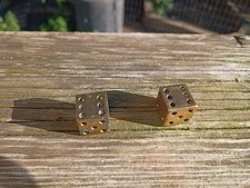 BRASS DICE Lot of 2  Vintage Gambling Squared Cube 5/8