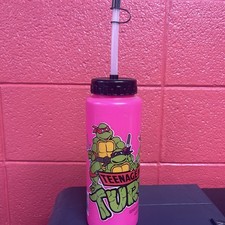 Vintage 1988 TMNT Water Bottle | NEVER USED Pink picture