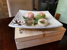 Deishi Shibuya Hagi Ware Square Kashiki Sweet Dish w/ Signed Box Japan picture