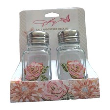 Dolly Parton Glass Salt and Pepper Shakers with Mosaic Rose Design NIP picture