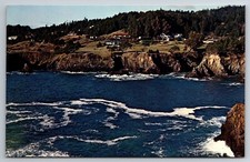 Vintage Postcard CA Little River Heritage House Cliffs Waves Chrome picture