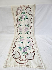 Vintage embroidered towel, old embroidery lilac flowers Ukraine 94 x 30 cm picture