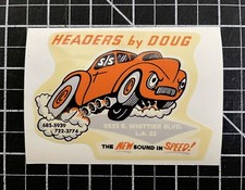 HEADERS by DOUG - NEW Vintage 1960's Racing Vinyl Decal Doug Thorley NHRA picture
