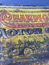 Antique Original RARE Champion Motor Oil Can Gallon Graphic Racecar Oil City PA picture