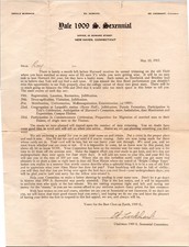 C1909 YALE UNIVERSITY LETTERHEAD SEXENNIAL signed by Ed Lockhart chairman picture