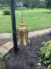 vintage swag lamp amber glass JEWELED candle large RETRO MID CENTURY MCM Wild picture