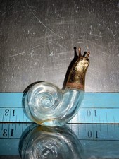 Vintage Avon Clear Glass Snail Perfum Decanter Bottle Gold Tone Head Stopper 70s picture