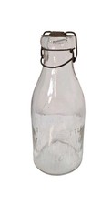 Antique Vtg Milk Bottle With Metal Bale Lid picture