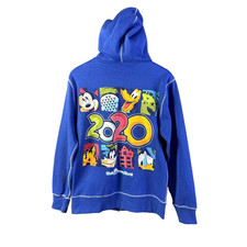 Disney Parks Womens Hoodie Small Blue 2020 Mickey Donald Goofy Pluto Zip Up picture