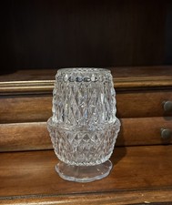 Vintage Indiana Glass Fairy Lamp Clear Diamond Point Candle Holder 2 Piece Set picture
