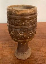 Vintage L. Hjorth Denmark Pottery Baptismal Font Chalice Stoneware Goblet 1960s picture