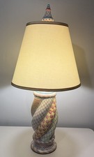 RARE VTG Mackenzie Childs TWISTED Table Lamp Hand Painted Pastel WITH OG shade picture