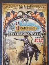 *signed* Cody Wyoming Buffalo Bill Stampede Rodeo poster  by Bob Coronato cowboy picture