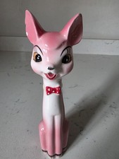 Rare Vintage 1950s Long Neck Anthropomorphic Pink Deer Bambi Salt/Pepper Shaker picture