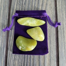 3 Healerite Noble Serpentine Tumbled Stones w/Pouch 26g Washington Healing picture